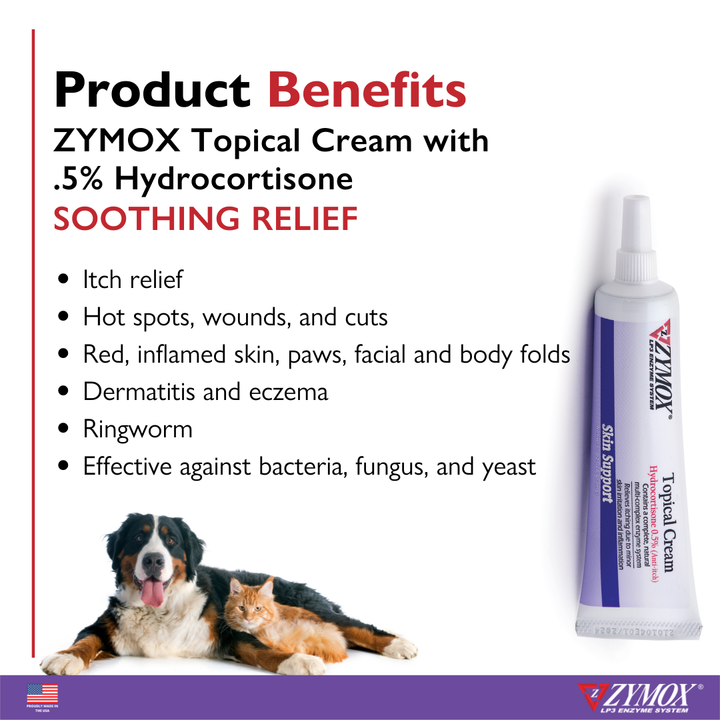 Zymox Cream w/ .5% hydrocortisone - 1 oz. tube