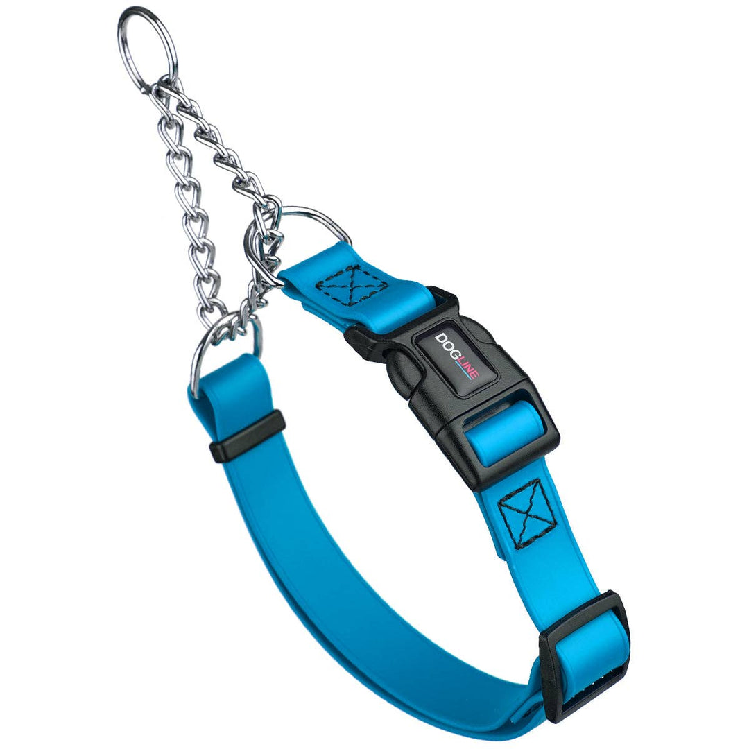 Biothane Adjustable Martingale Collar with Quick Release Buckle: Teal / 14"-20" / 1"