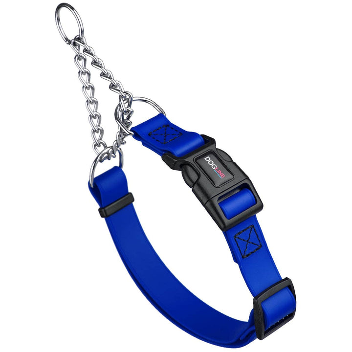 Biothane Adjustable Martingale Collar with Quick Release Buckle: Cerulean Blue / 14"-20" / 1"