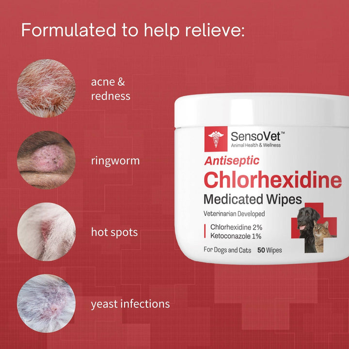 SensoVet Antiseptic Chlorhex Wipes 50ct
