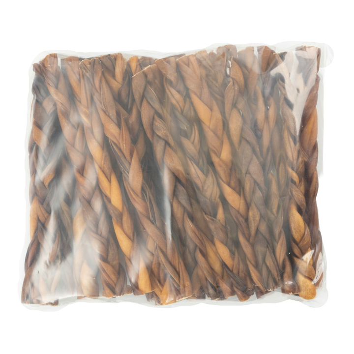 Bully BRAIDED Stick Dog Treat - 12" Thick (15/Bag)