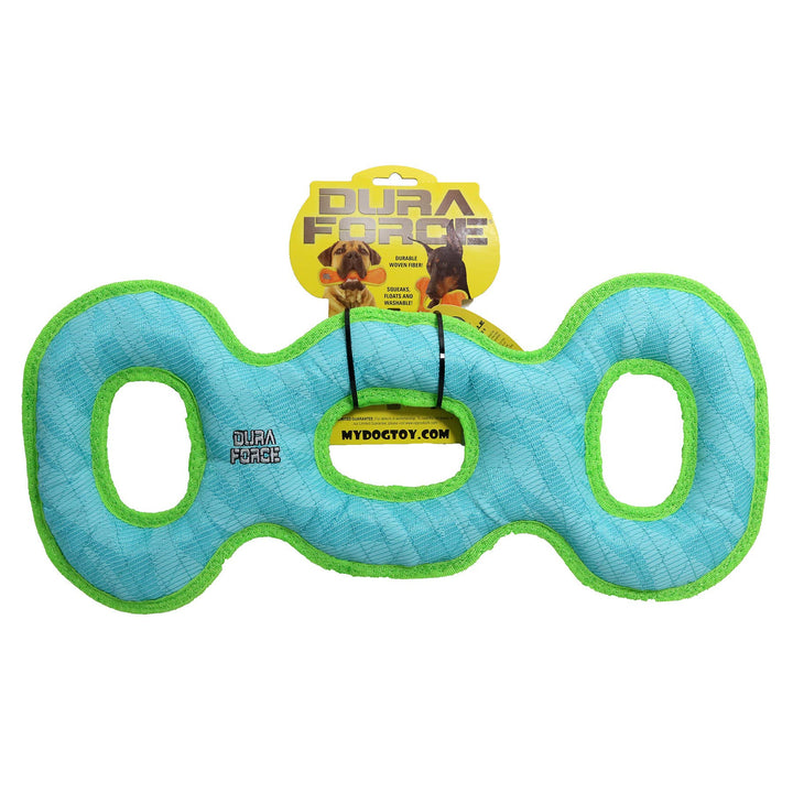 DuraForce 3 Way Tug - Blue/Green, Durable, Squeaky Dog Toy
