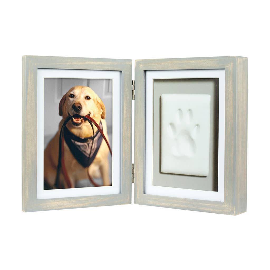 Pawprints Keepsake Photo Frame & Clay Impression Kit in Gray