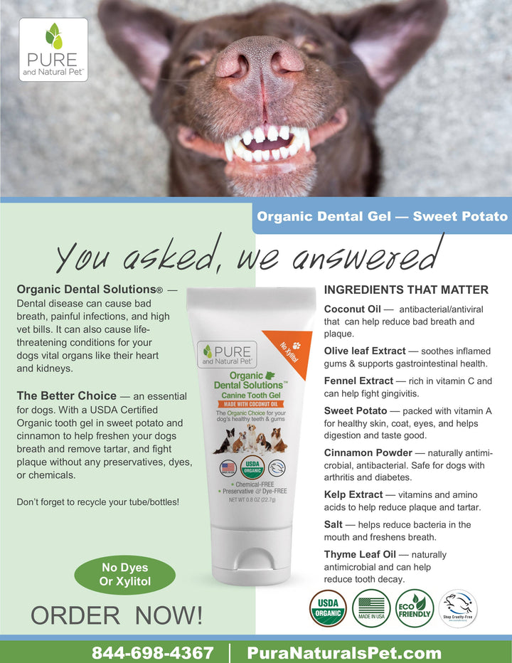 Pure & Natural Pet Organic Dental Tooth Gel Sweet Potato Cinnamon