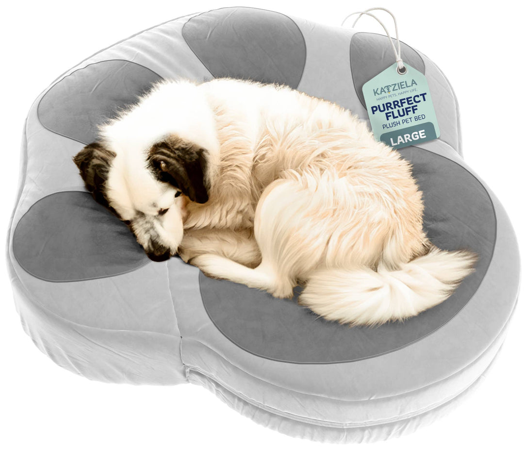 Katziela Paw Shaped Pet Bed: Gray / Small 25 inch