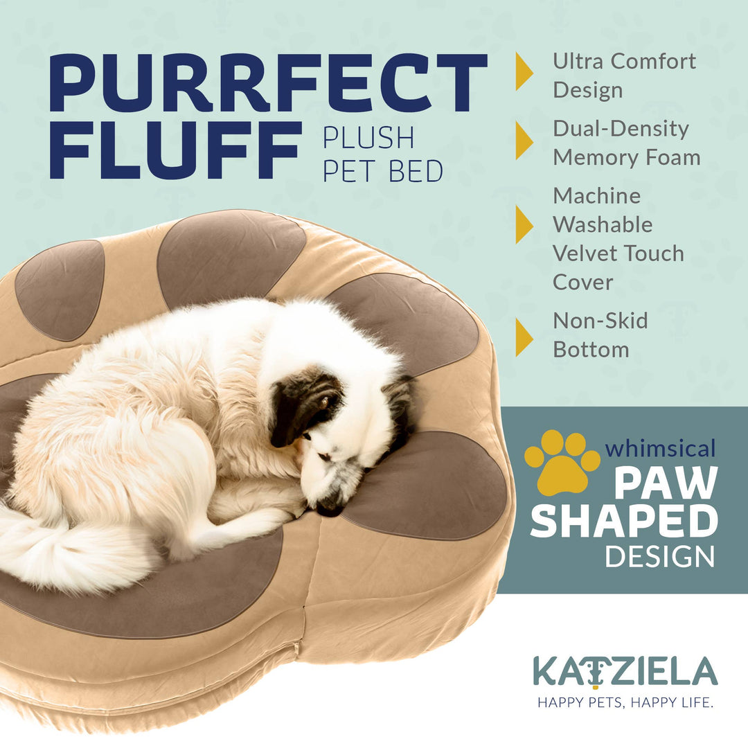 Katziela Paw Shaped Pet Bed: Gray / Medium 30 Inch