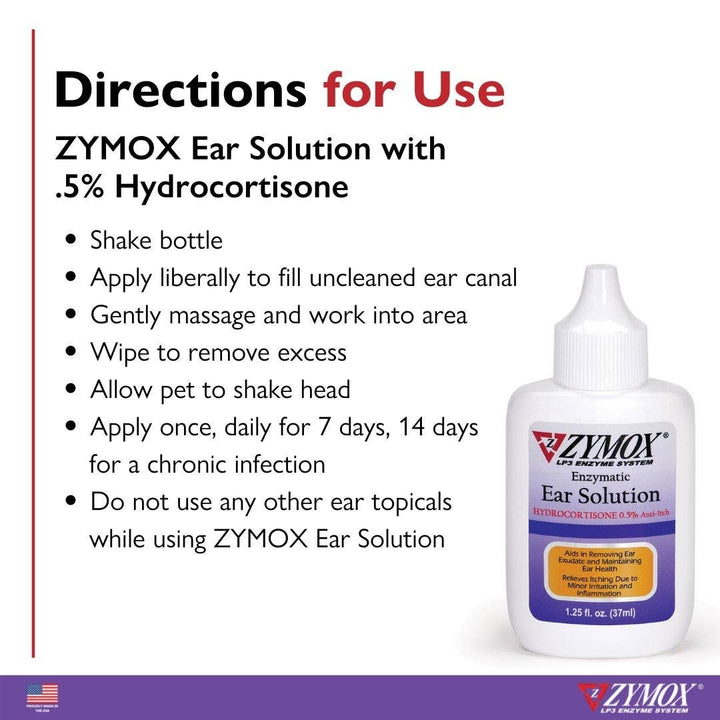 Zymox Ear Solution w/ .5% hydrocortisone - 1.25 oz. bottle