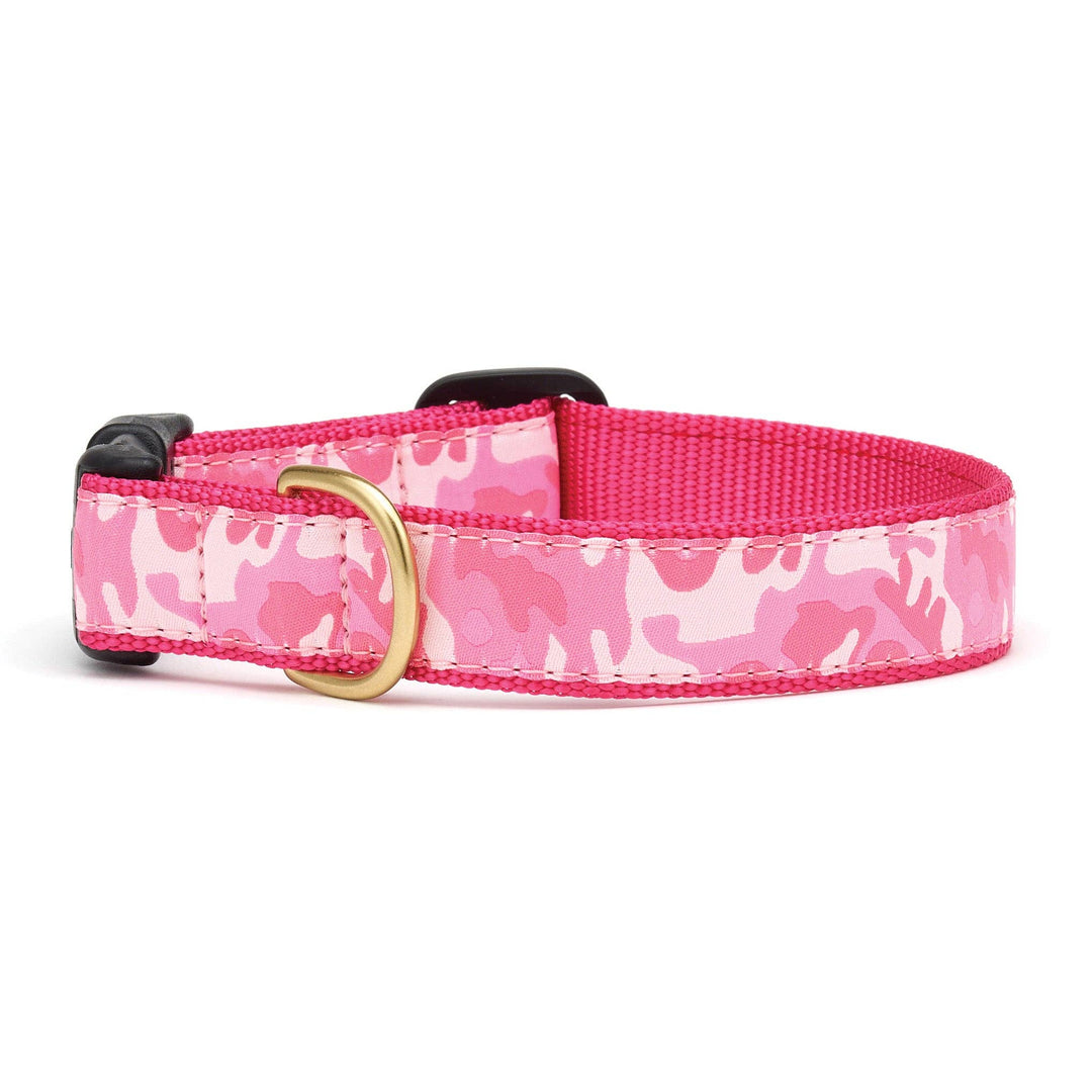 Pink Camo Dog Collar: Small / Wide
