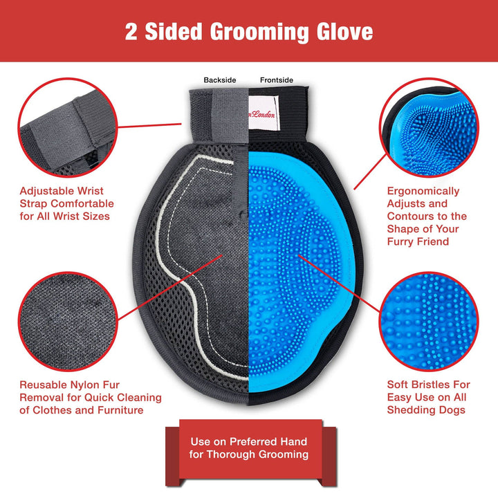 2 in 1 Pet Grooming Glove for Dogs & Cats - Double Sided