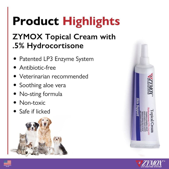 Zymox Cream w/ .5% hydrocortisone - 1 oz. tube