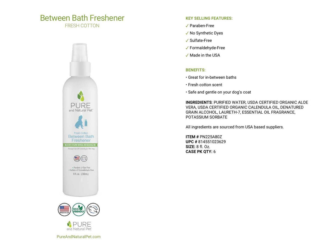 Pure & Natural Pet Between Bath Freshener Fresh Cotton