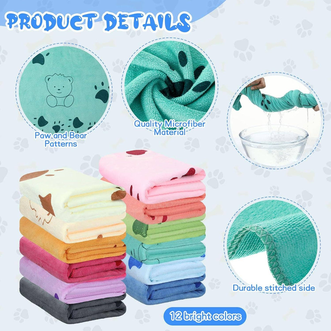 Large Microfiber Dog Towels – Paw & Bear Print