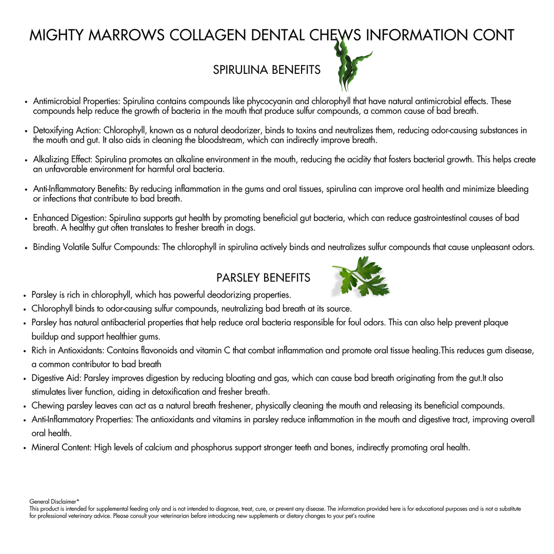 Mighty Marrows Collagen Dental Chew - Spirulina Beef - SM/LG: Large