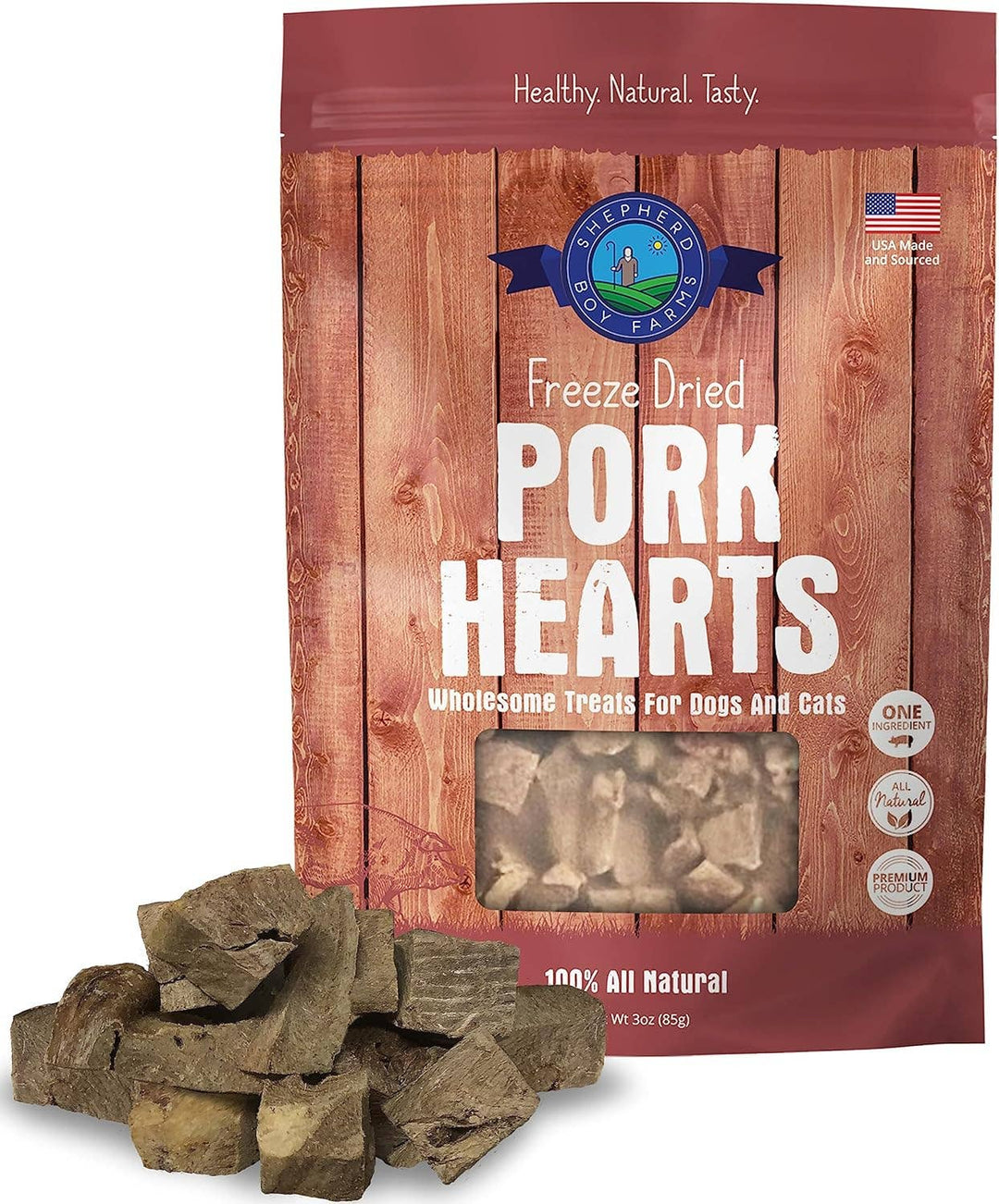 Freeze Dried Pork Heart Treats: 3oz