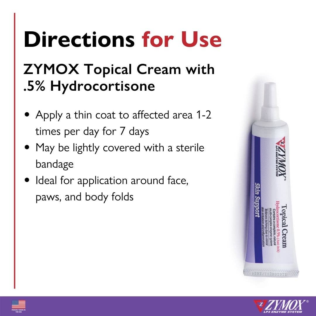 Zymox Cream w/ .5% hydrocortisone - 1 oz. tube