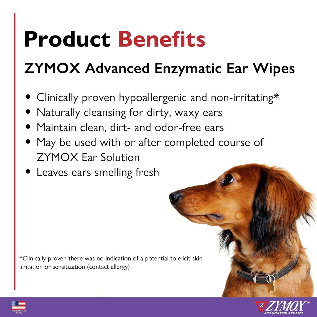 Zymox Advanced Enzymatic Ear Wipes 6oz 100ct