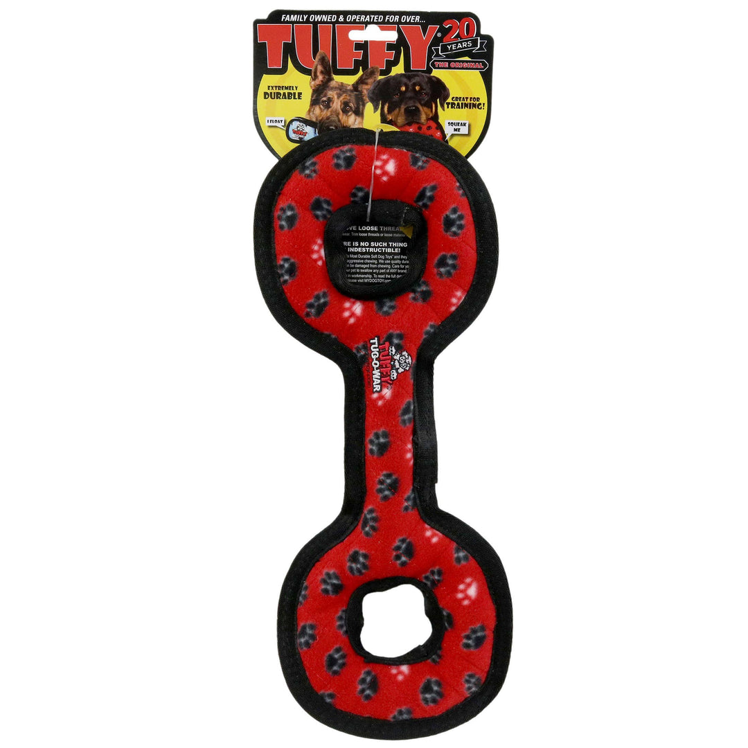 Tuffy Medium Tug-O-War - Red Paw, Squeaky Dog Toy