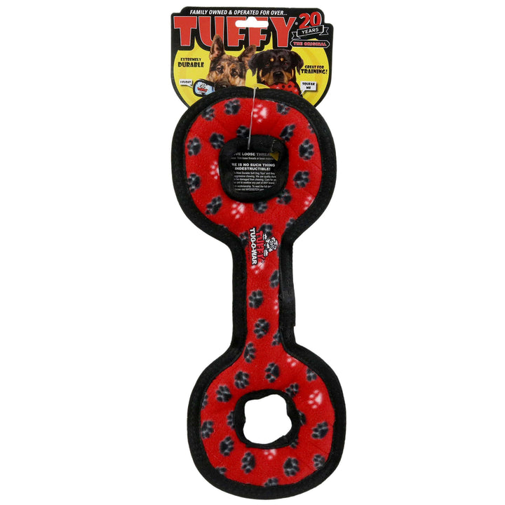 Tuffy Medium Tug-O-War - Red Paw, Squeaky Dog Toy