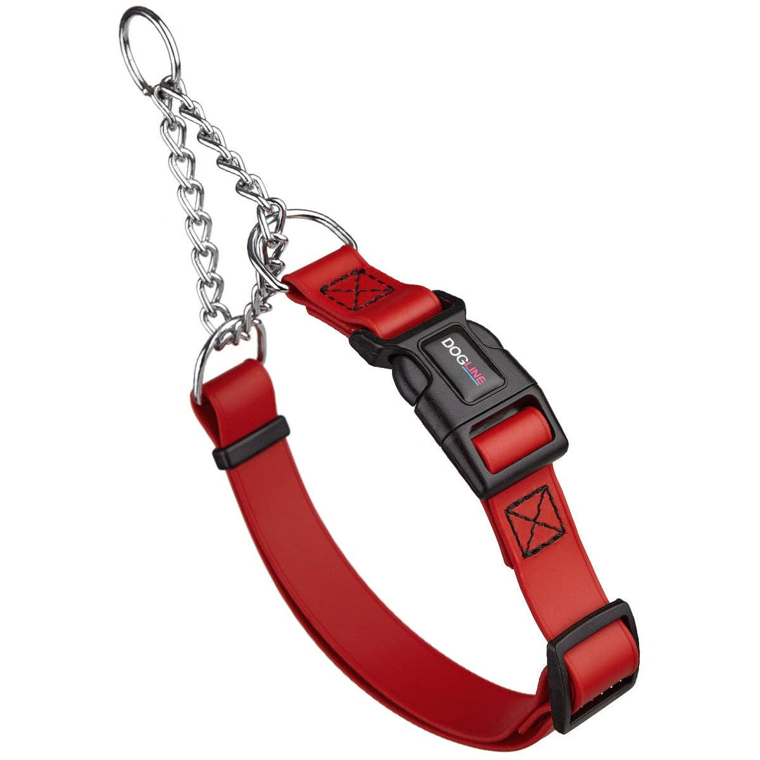 Biothane Adjustable Martingale Collar with Quick Release Buckle: Cherry Red / 14"-20" / 1"