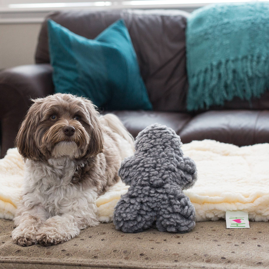 HuggleFleece® Man Plush Dog Toy: Gray