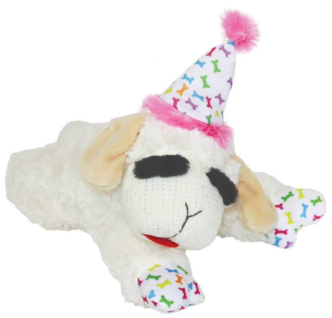 Multipet Lamb Chop w/ Birthday Hat Pink 10.5"