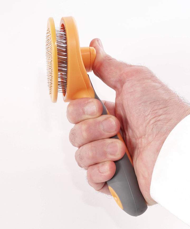 Precious Tails Retractable Slicker Brush: GRAY LIME