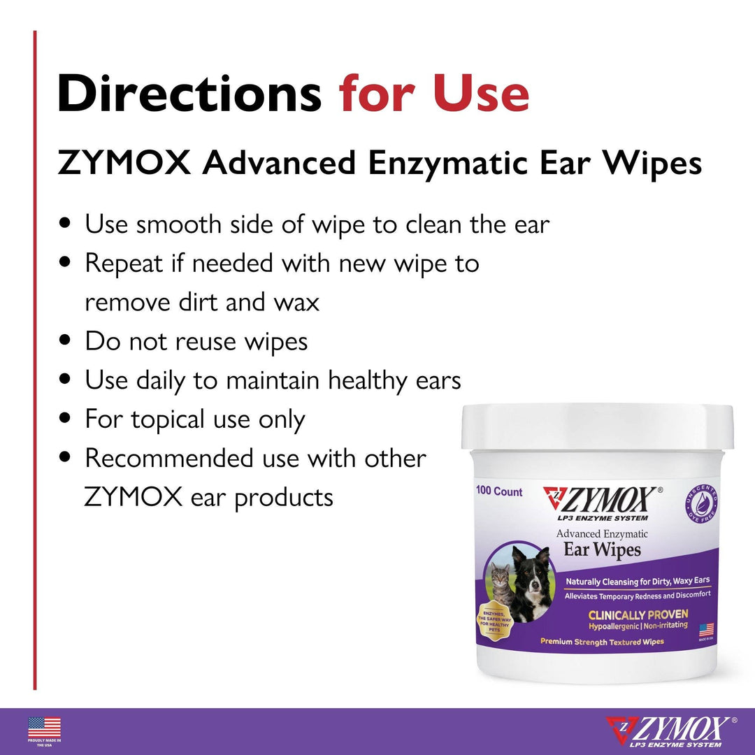 Zymox Advanced Enzymatic Ear Wipes 6oz 100ct