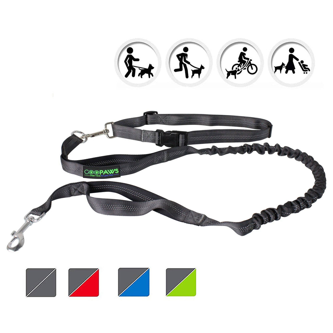 GOOPAWS No Pull Hand Free Bungee Leash, Black