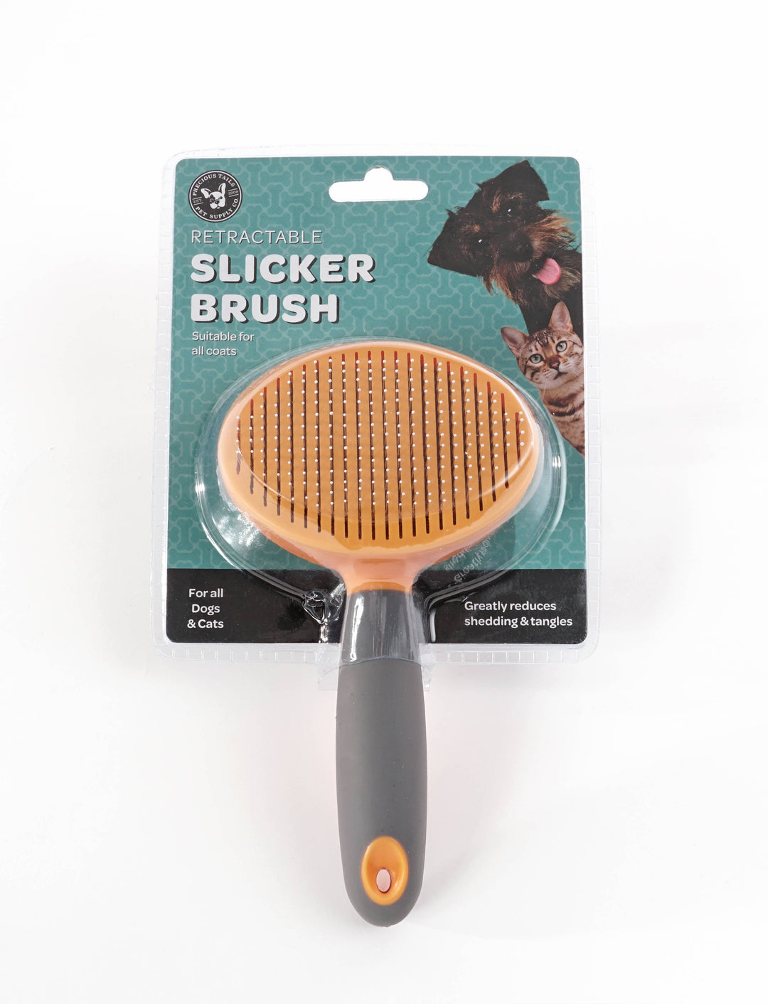 Precious Tails Retractable Slicker Brush: GRAY LIME
