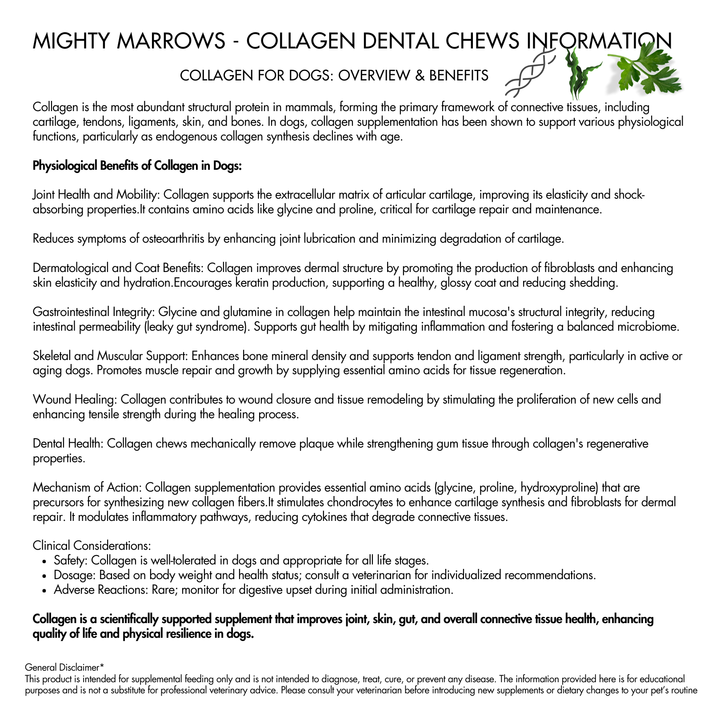 Mighty Marrows Collagen Dental Chew - Spirulina Beef - SM/LG: Large