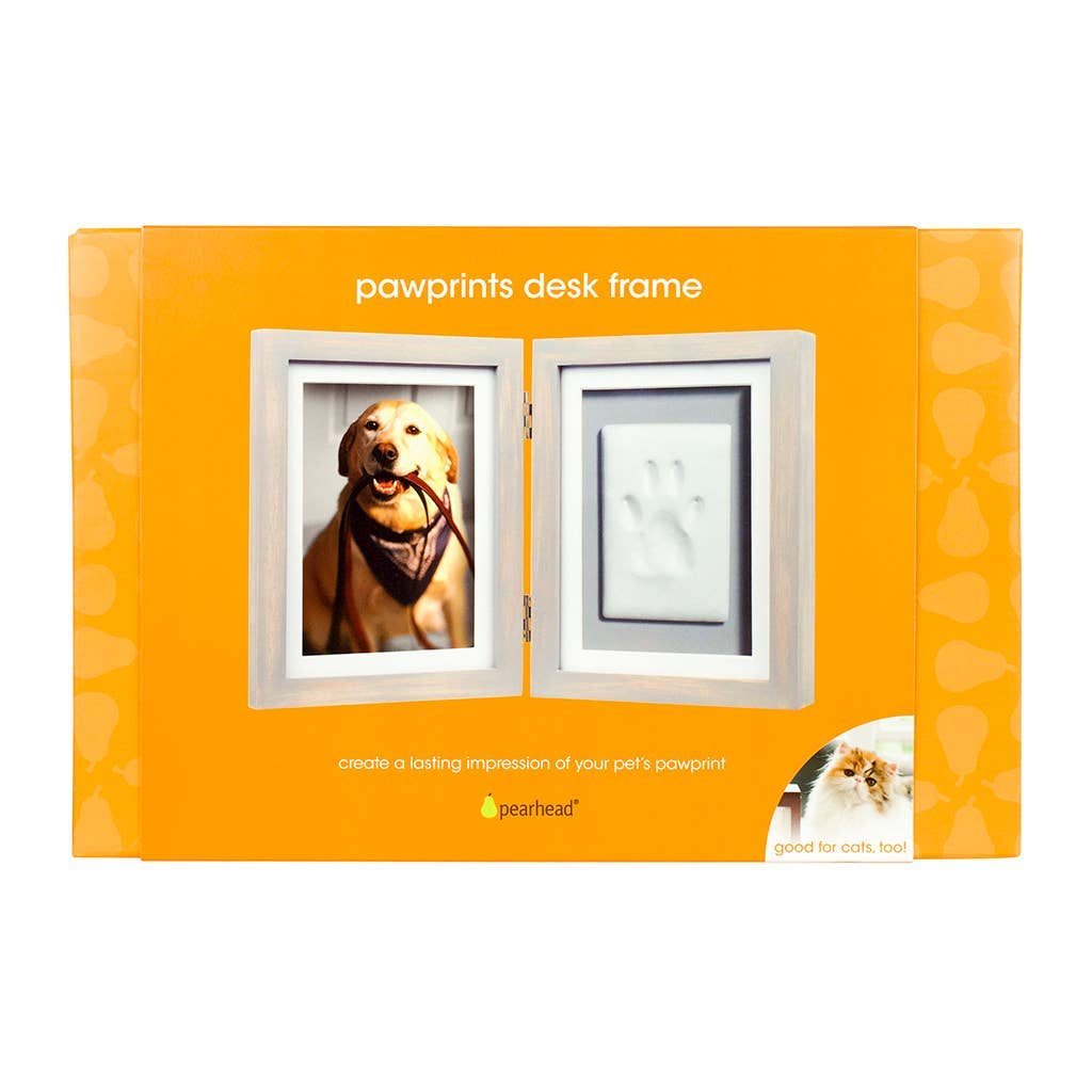 Pawprints Keepsake Photo Frame & Clay Impression Kit in Gray
