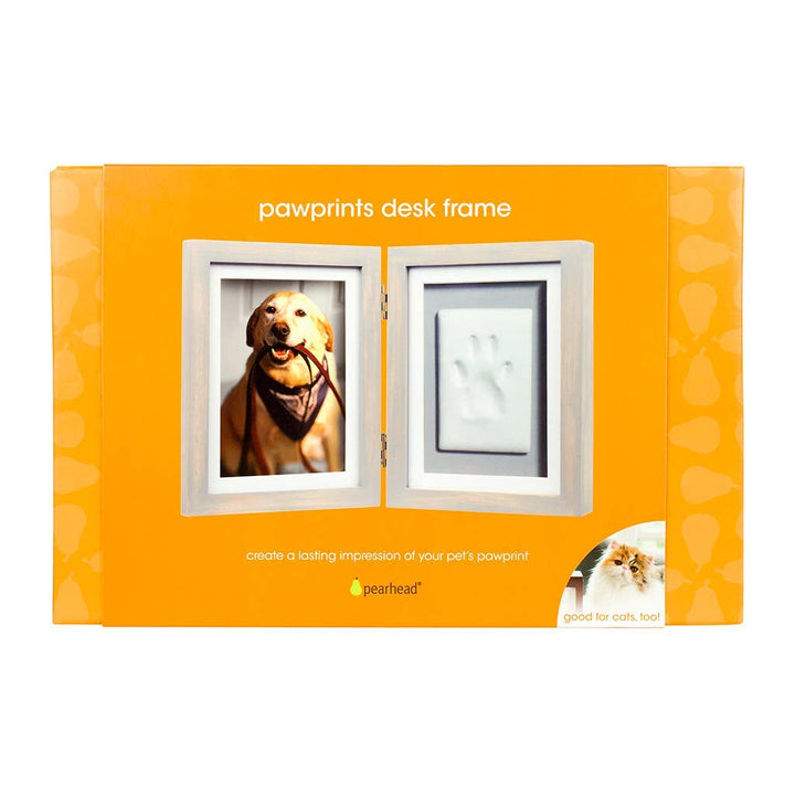 Pawprints Keepsake Photo Frame & Clay Impression Kit in Gray