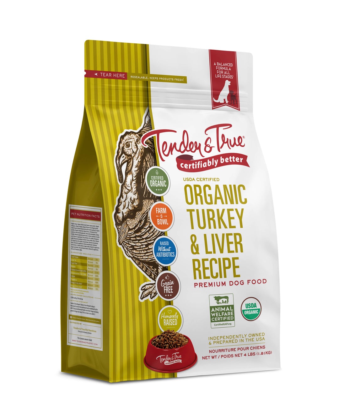 Organic Turkey & Liver Recipe Dry Dog Food, small bag